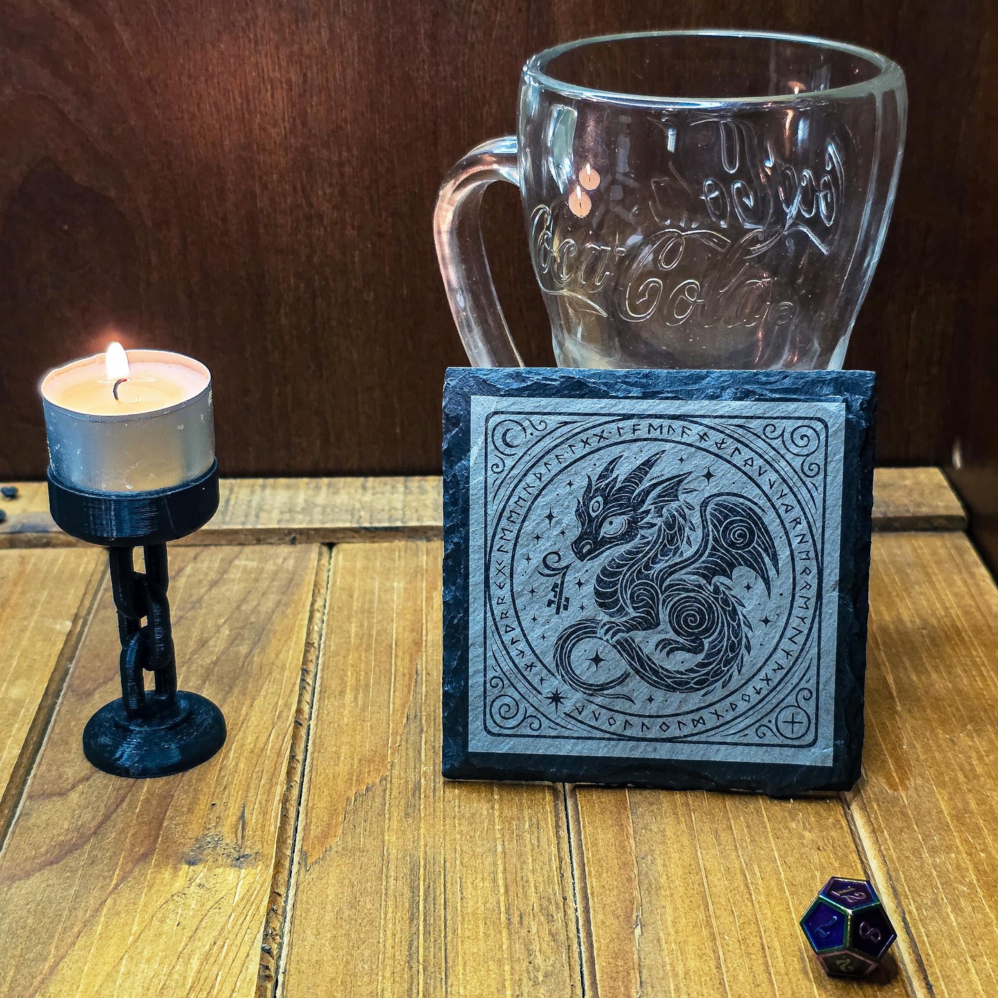 Engraved Baby Dragon Coaster: Fantasy Slate Witchy Decor My Store