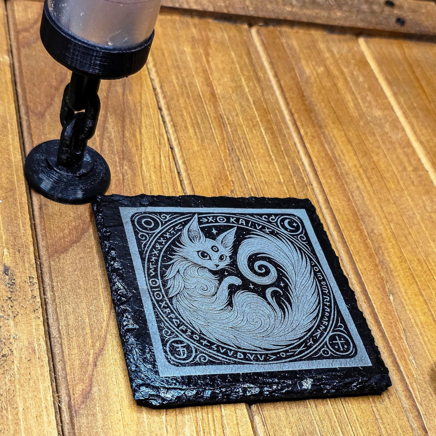 Mystical Cat Coaster - Laser Engraved Slate for Fantasy & Witchy Decor My Store