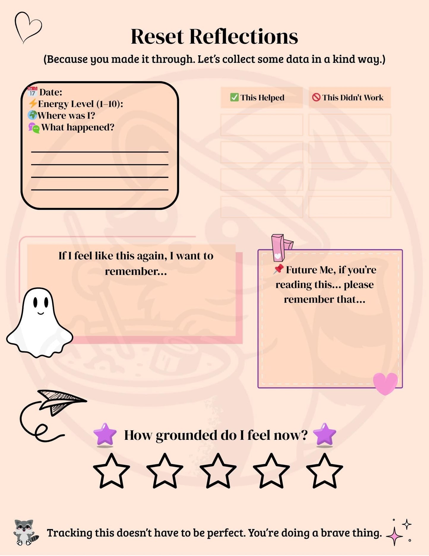 ADHD-Friendly Emergency Reset Page: Self-Care Printable My Store