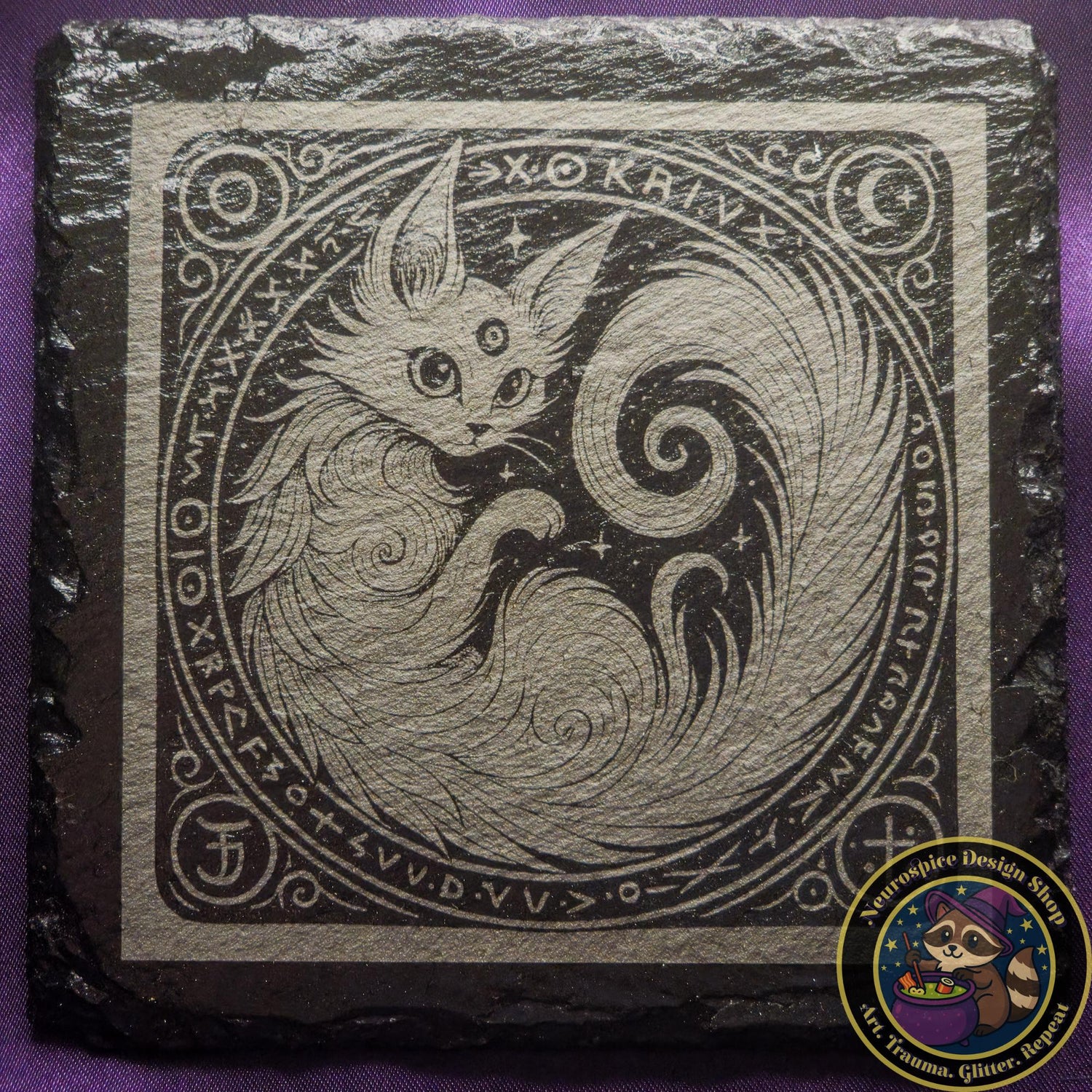 Cursed-Coasters-Gothic-Witchy-Laser-Engraved-Slate-Drinkware Neurospice Design Shop
