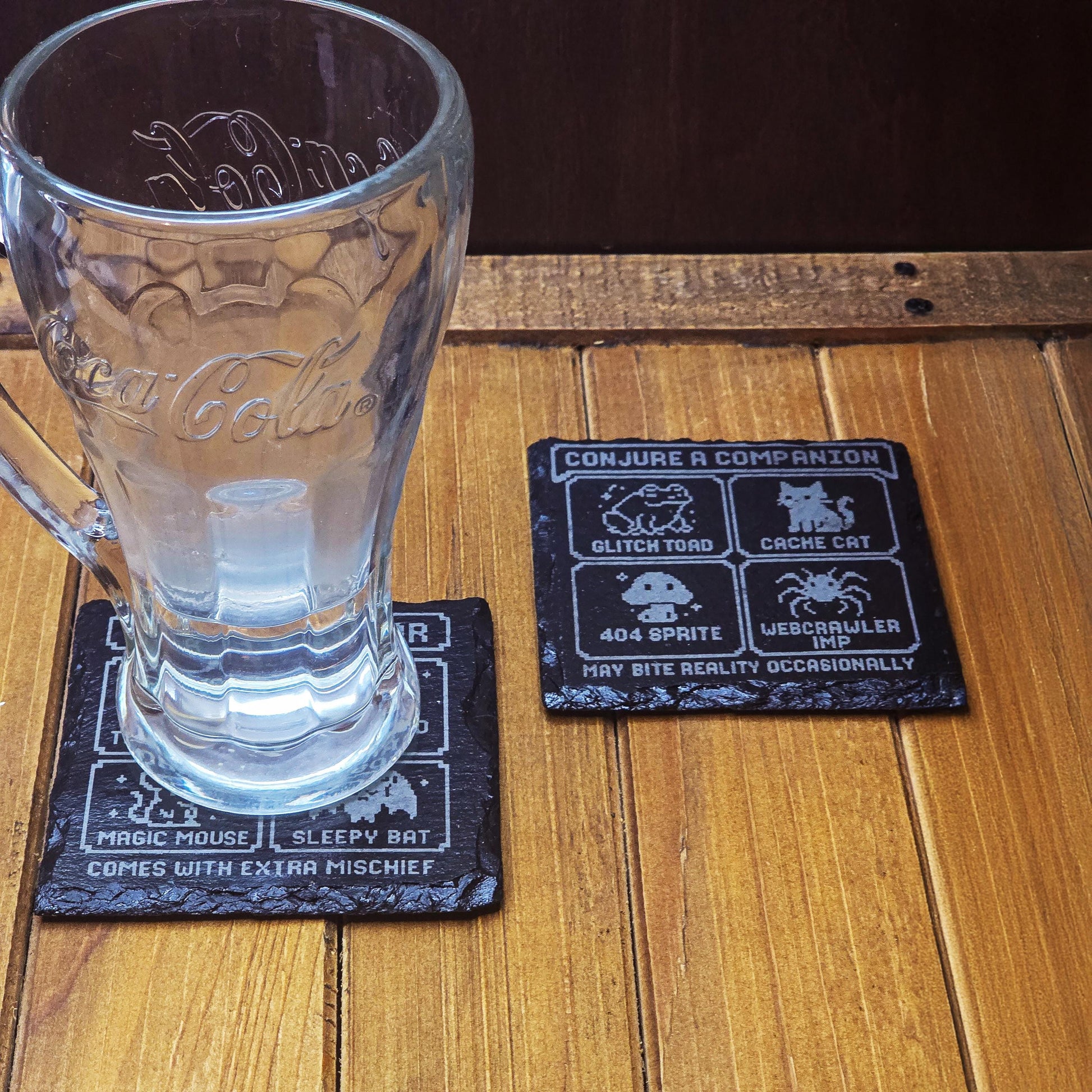 Custom Slate Engraved Coaster: Gothic Tribute for Beloved Cryptids & Familiars My Store
