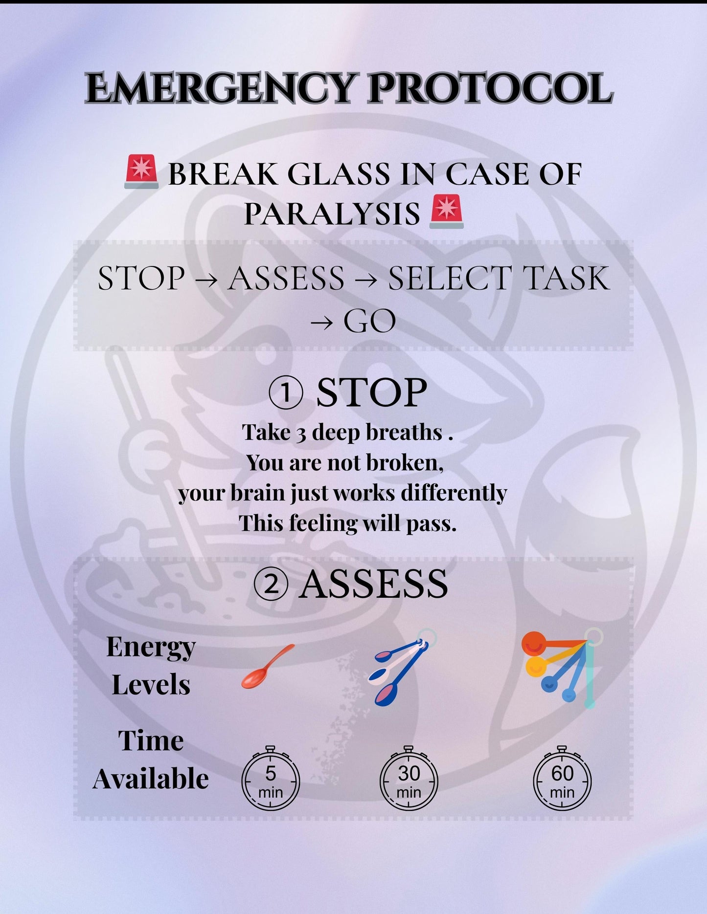ADHD Paralysis Breaker Kit: 3 Printable Self-Care Tools for Neurodivergents My Store