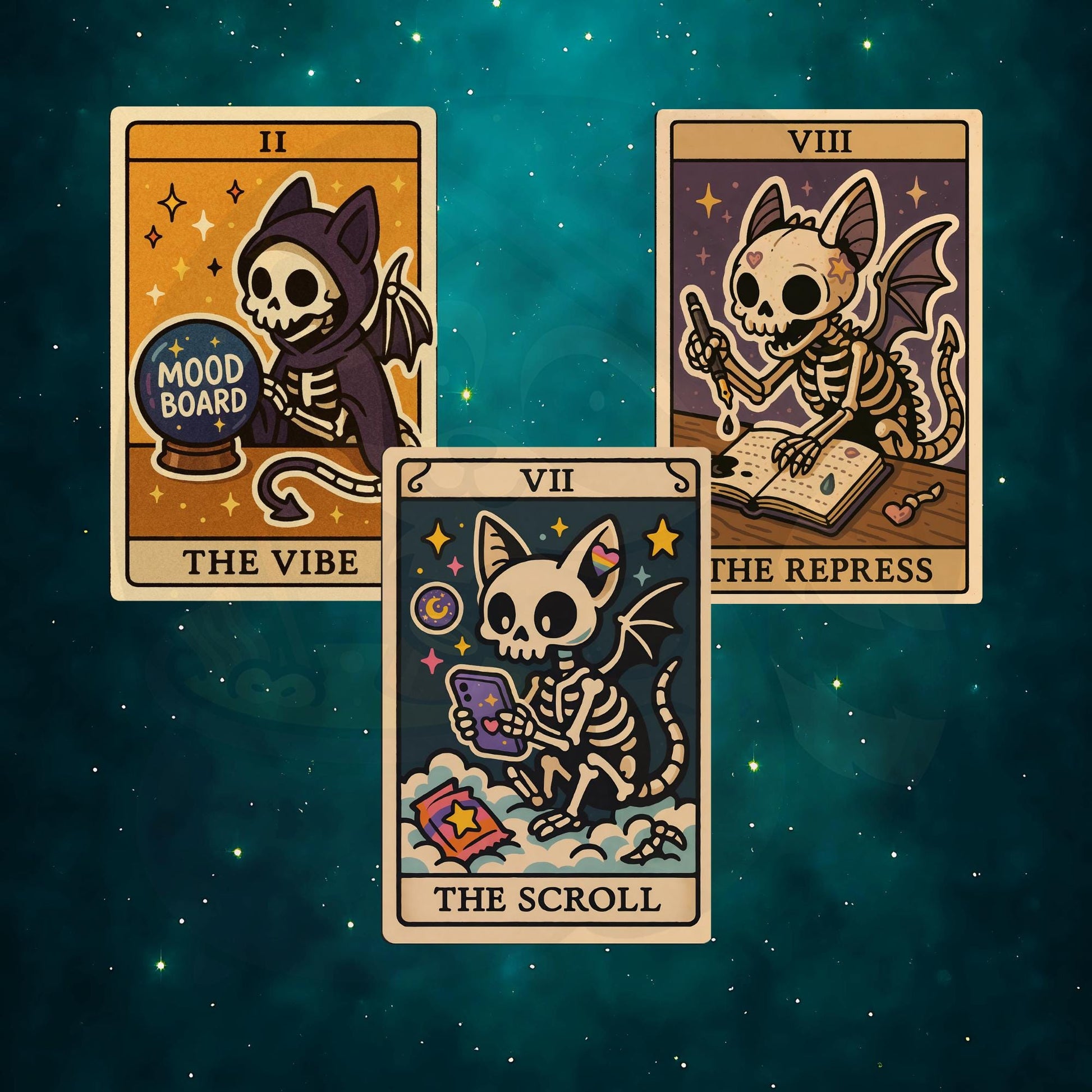 Whimsical Mini Tarot Cards: Tacky Metal Oracle Deck - Sublimated Aluminum Divination My Store