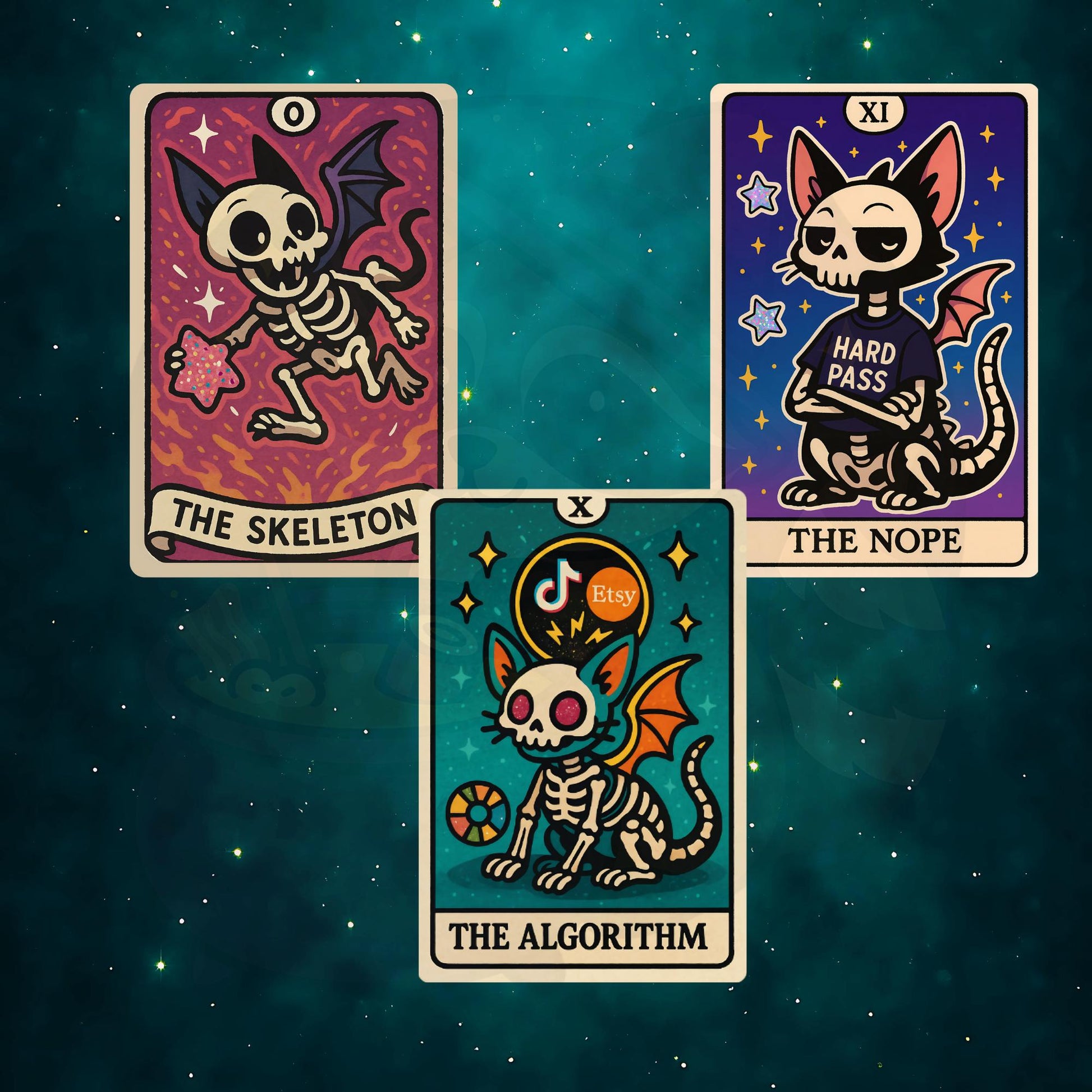 Whimsical Mini Tarot Cards: Tacky Metal Oracle Deck - Sublimated Aluminum Divination My Store