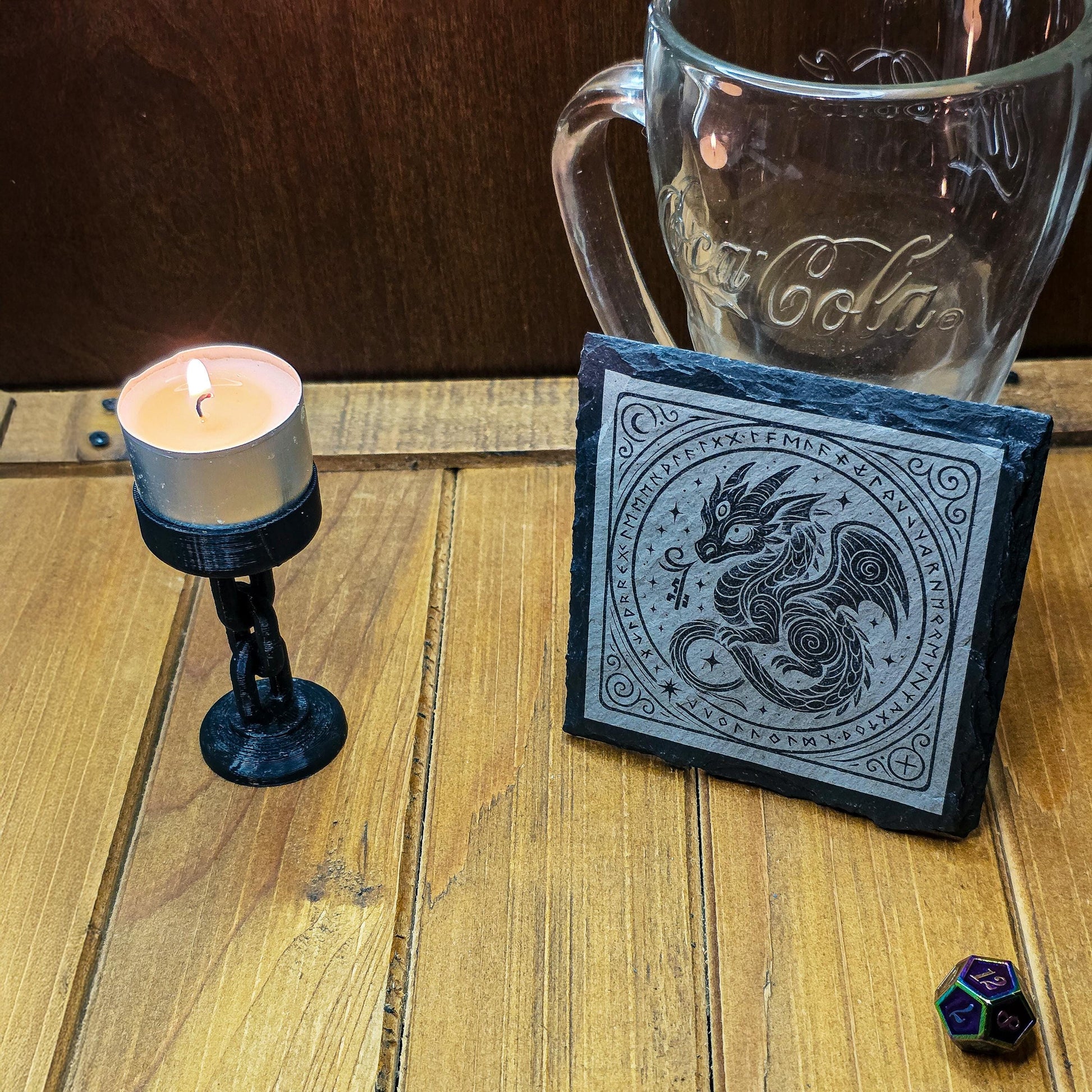 Engraved Baby Dragon Coaster: Fantasy Slate Witchy Decor My Store