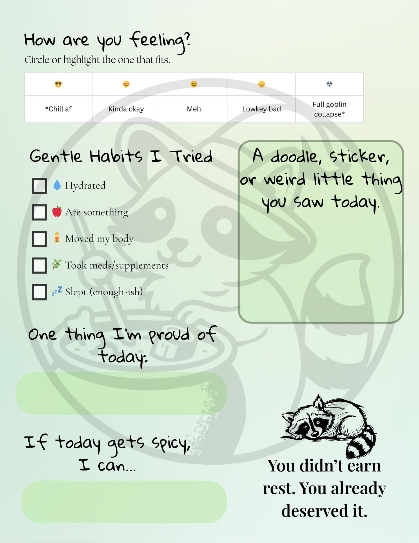 Gentle Mood & Habit Tracker Set: Neurodivergent-Friendly Printable PDF My Store
