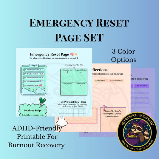 ADHD-Friendly Emergency Reset Page: Self-Care Printable My Store