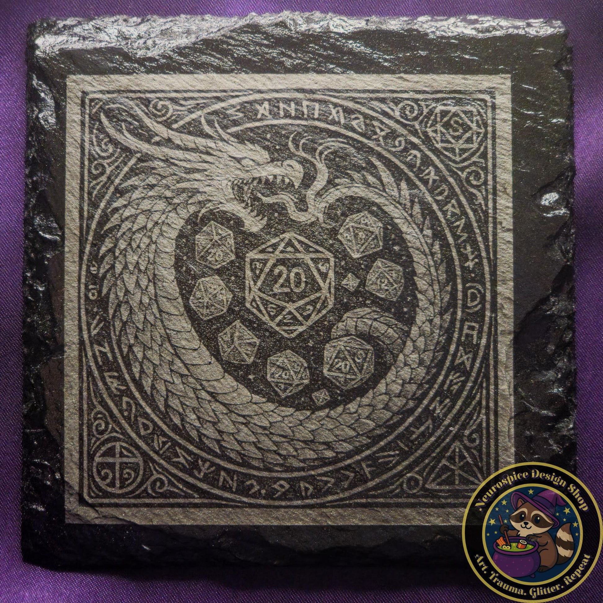 Fantasy Coasters:  Laser Engraved Slate Dragon My Store