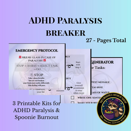 ADHD Paralysis Breaker Kit: 3 Printable Self-Care Tools for Neurodivergents My Store