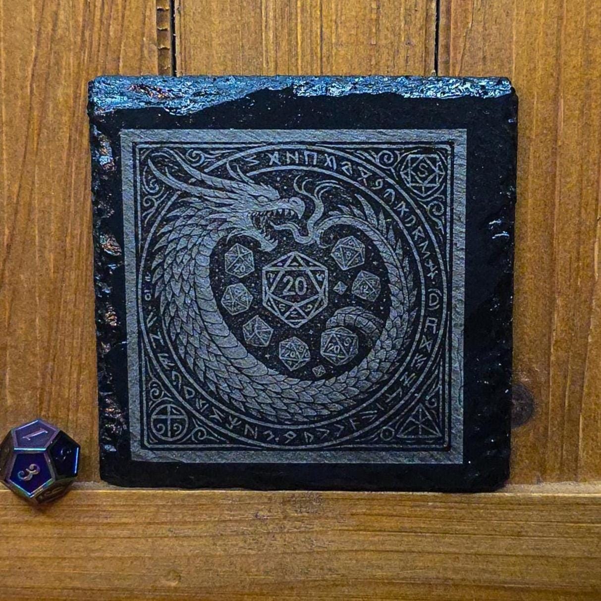 Fantasy Coasters:  Laser Engraved Slate Dragon My Store