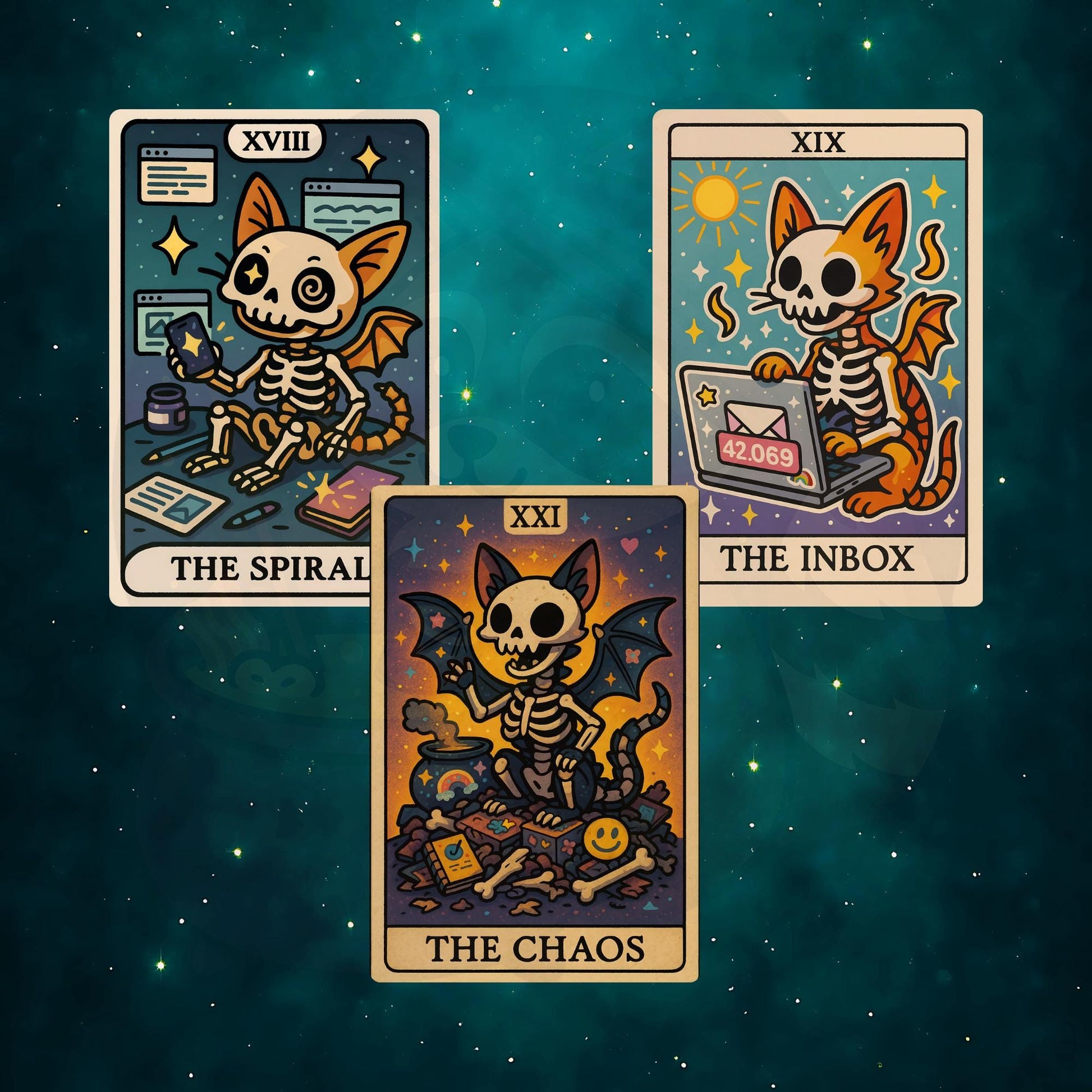 Whimsical Mini Tarot Cards: Tacky Metal Oracle Deck - Sublimated Aluminum Divination My Store