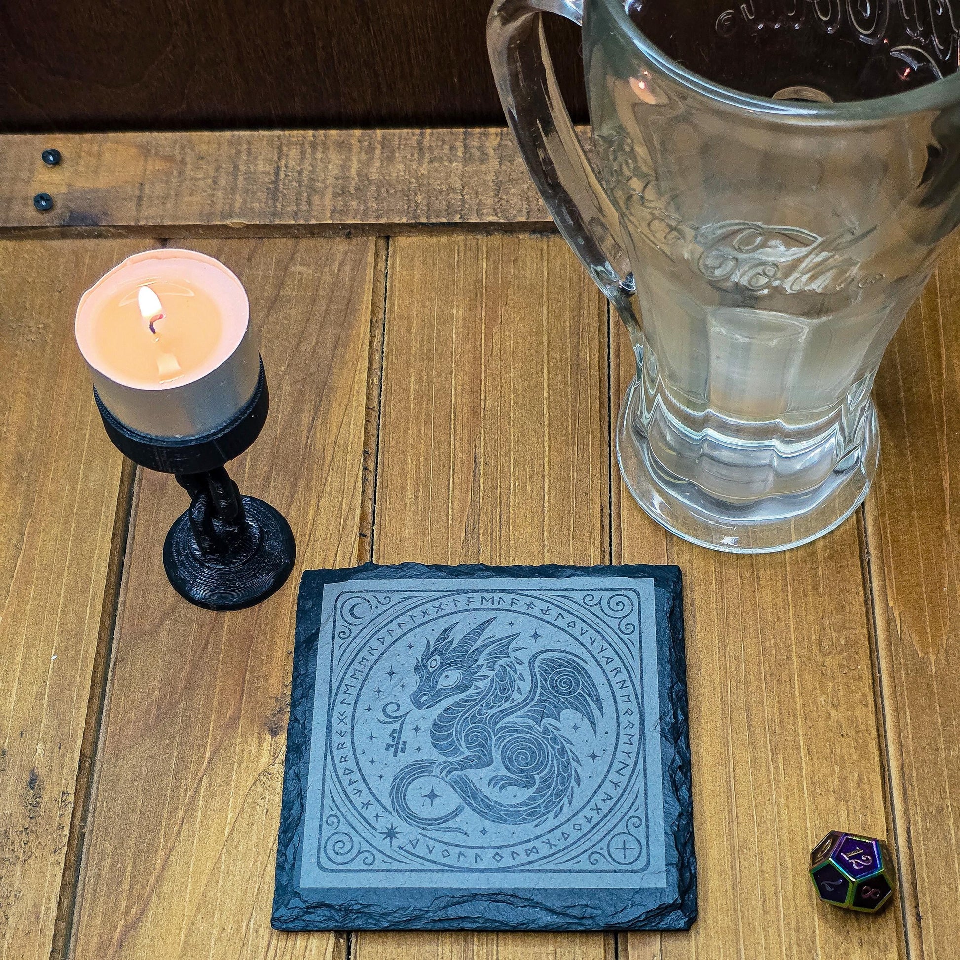 Engraved Baby Dragon Coaster: Fantasy Slate Witchy Decor My Store