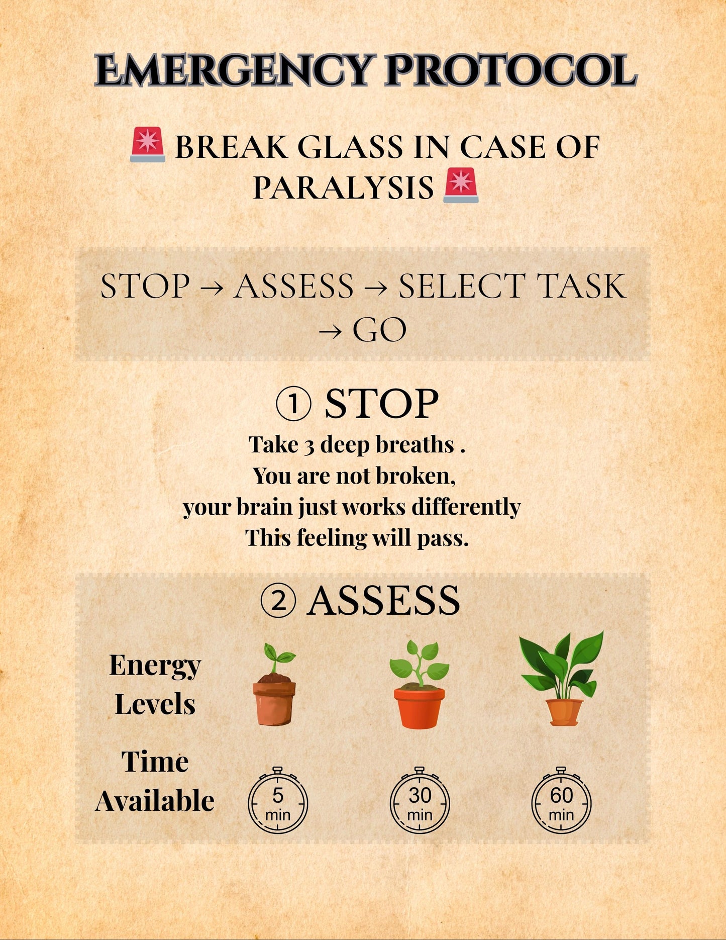ADHD Paralysis Breaker Kit: 3 Printable Self-Care Tools for Neurodivergents My Store