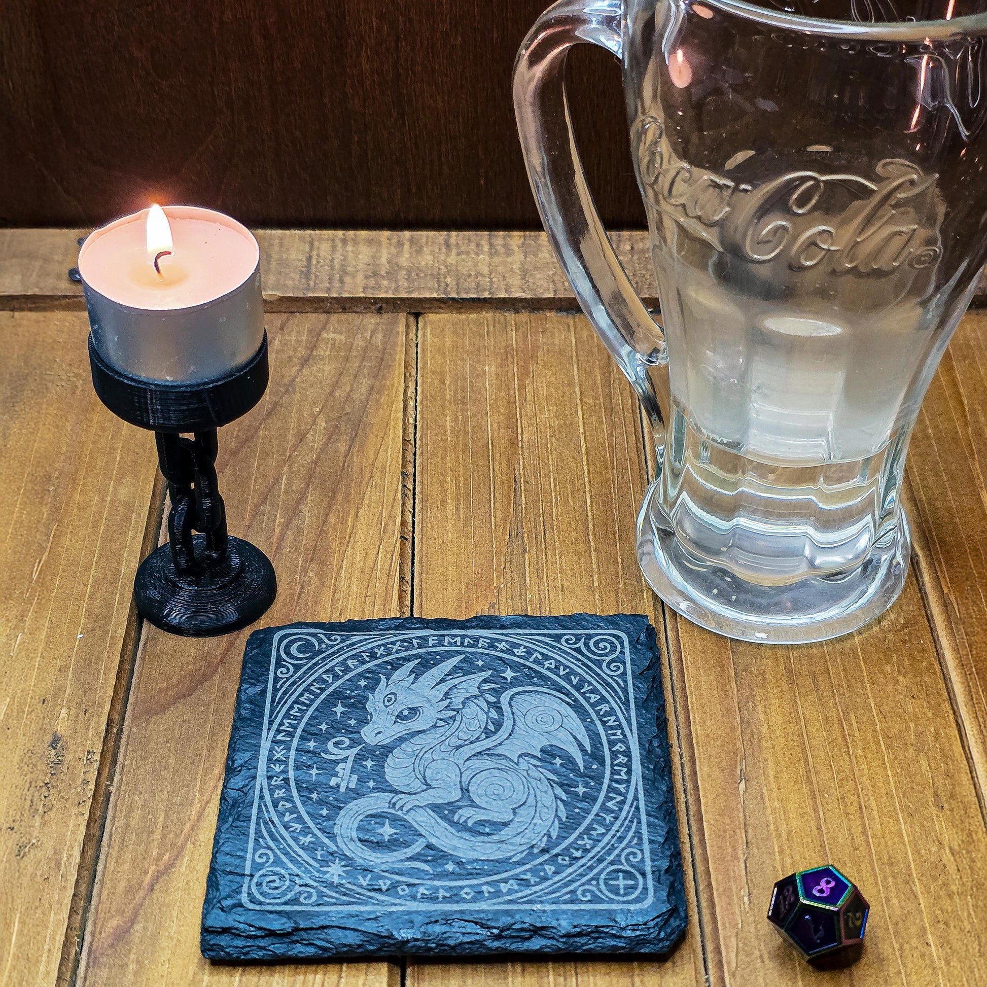 Engraved Baby Dragon Coaster: Fantasy Slate Witchy Decor My Store