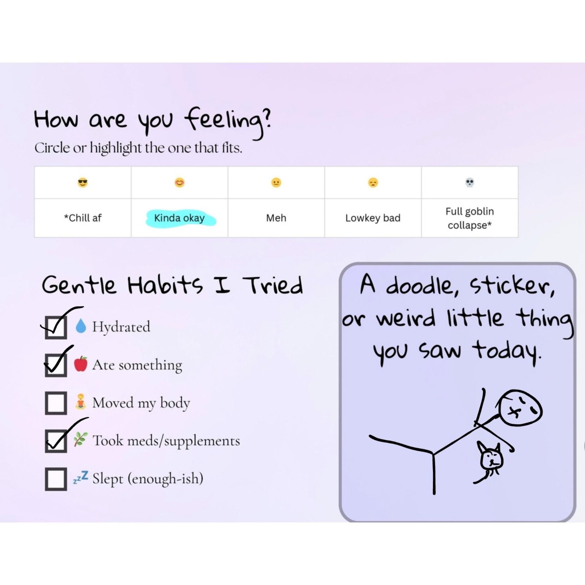 Gentle Mood & Habit Tracker Set: Neurodivergent-Friendly Printable PDF My Store
