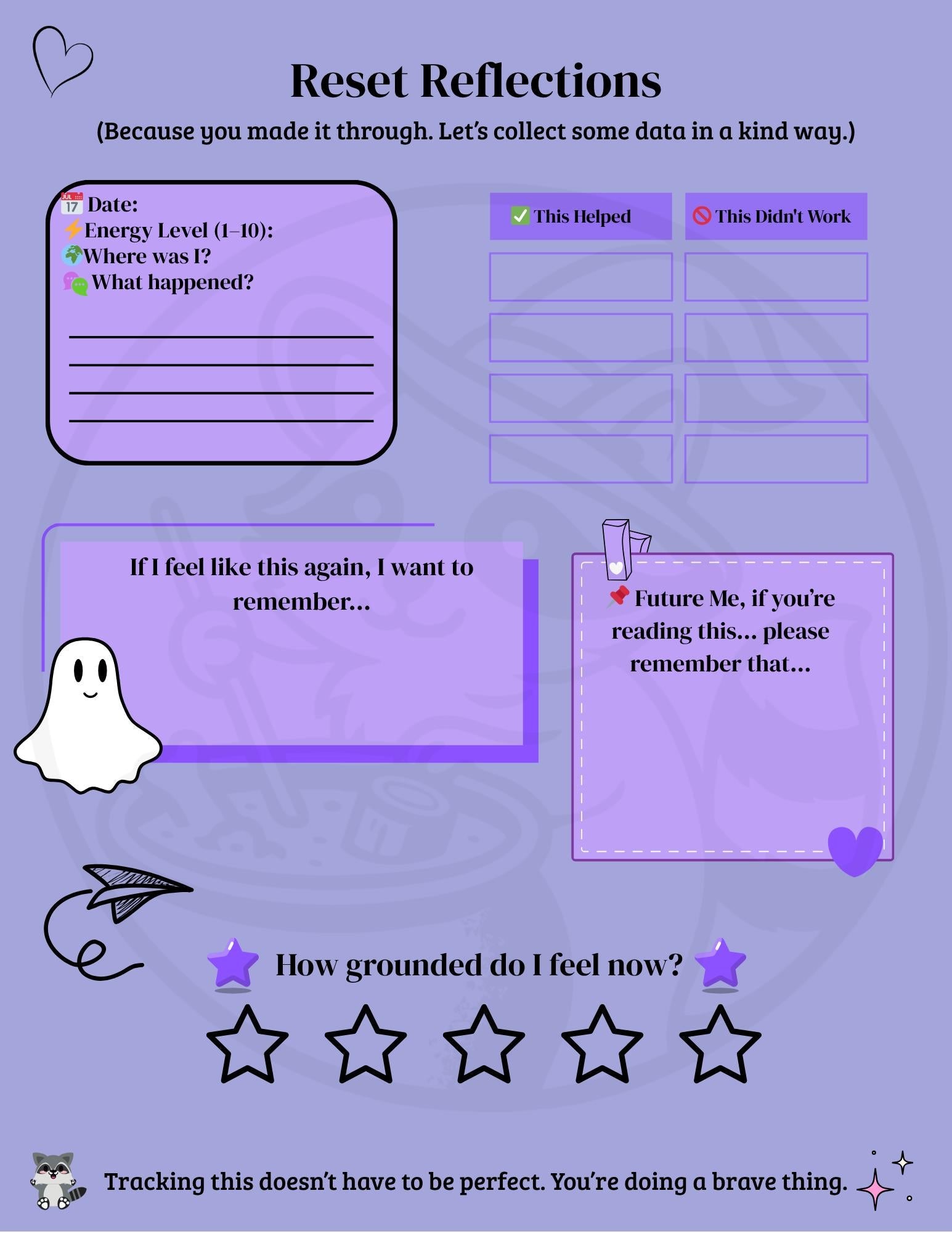 ADHD-Friendly Emergency Reset Page: Self-Care Printable My Store