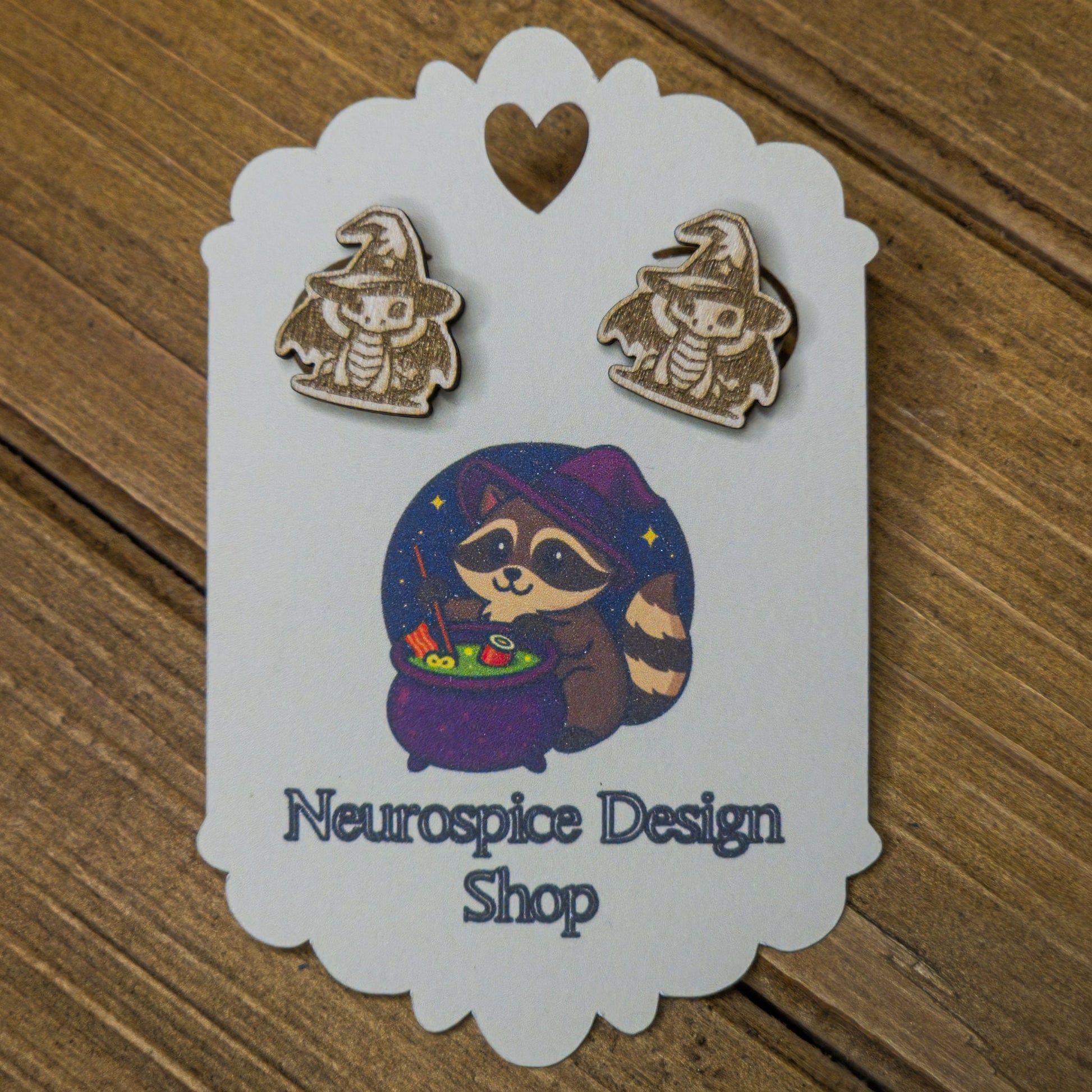 Wooden Laser Engraved Dragon Earrings – Cute Wizard Dragon Familiar Design – Fantasy Witchy Jewelry My Store